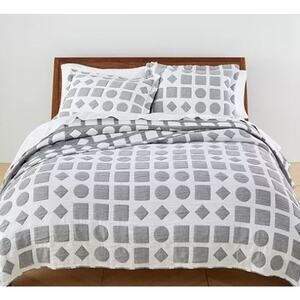 Dusen Dusen Shapes Jacquard Coverlet Set Size King with Shams